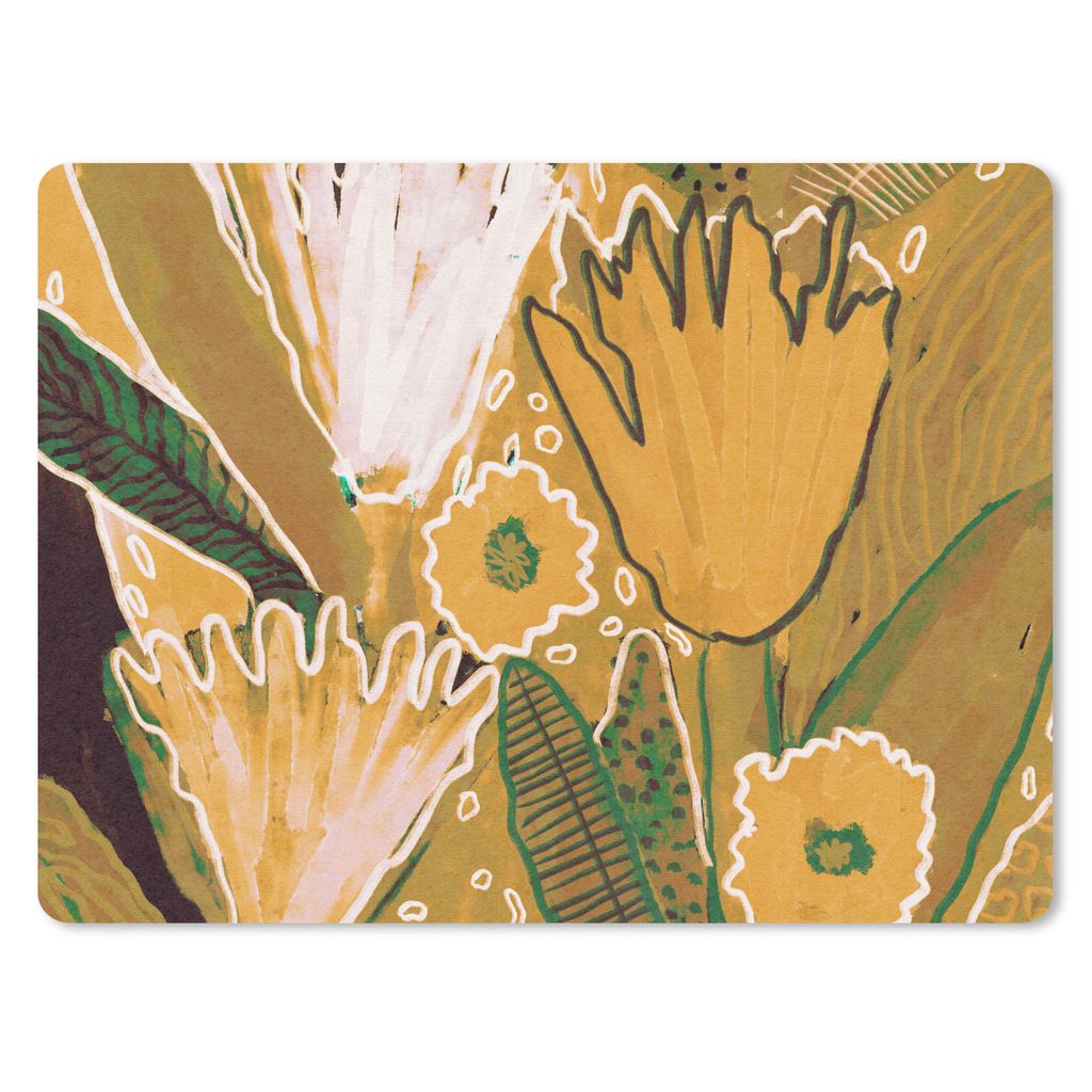 MuchoWow Mauspad Mousepad Blumen - Gelb - Pflanzen 40x30 cm - Mousepads - Maus Mat - Pad - Mausunterlage - Anti Rutsch