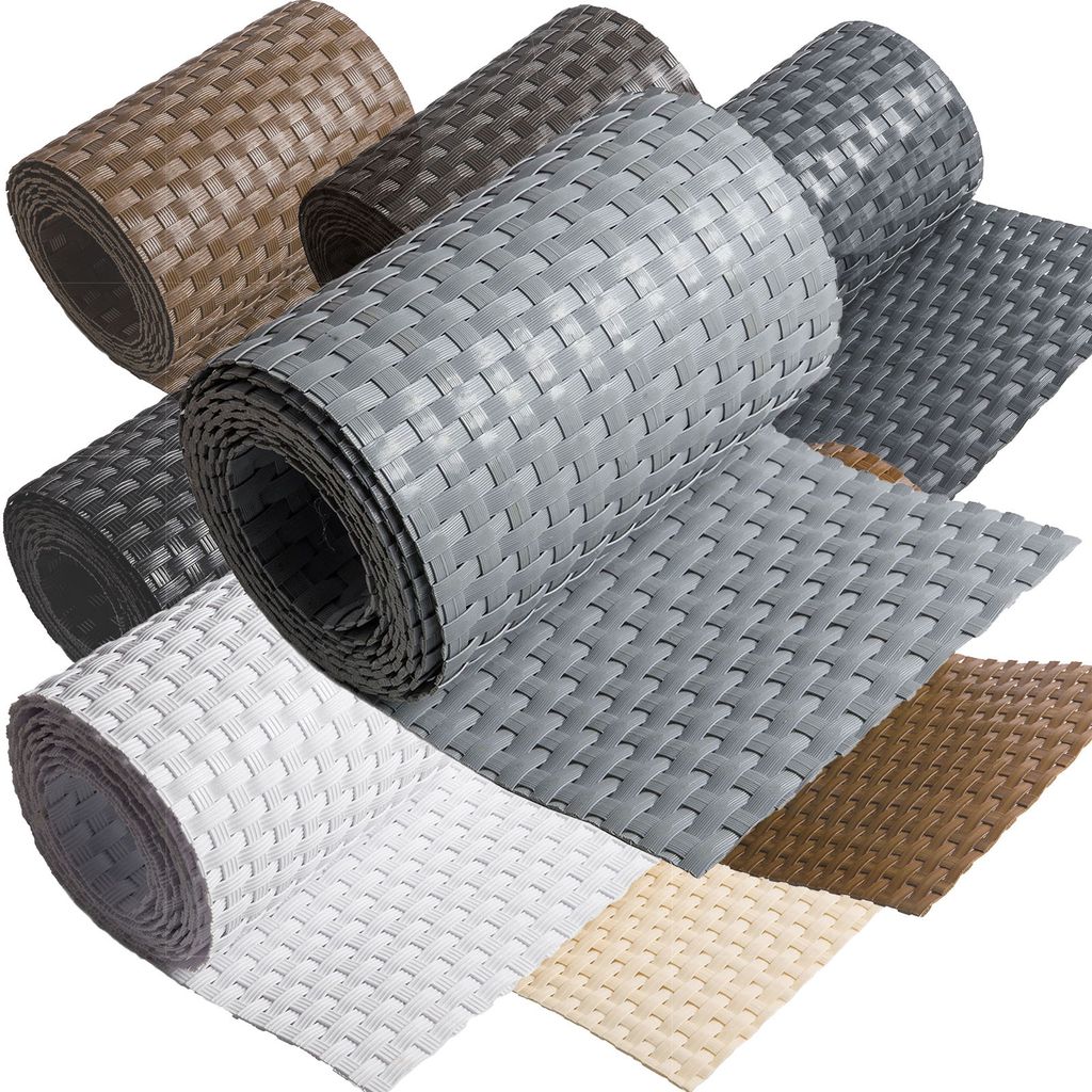 ECI Poly-Rattan Sichtschutzstreifen für Doppelstabzaun 19 | 255cm Grau RD17 1 Rolle