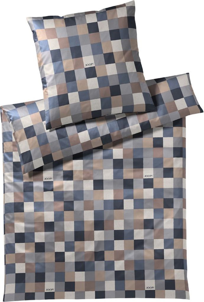 JOOP! Mako-Satin-Bettwäsche-Garnitur Mosaik Relaunch Farbe Ocean Größe 200x220+2x80x80 cmJOOP! Mako-Satin-Kissenbezug einzeln Mosaik Relaunch Fa...
