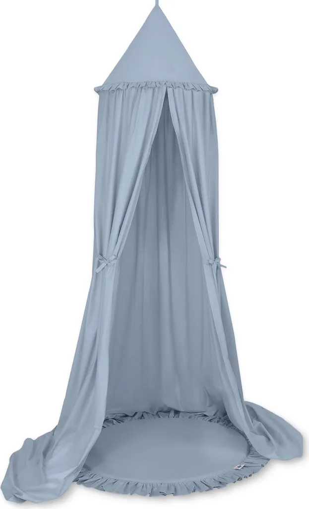Ciel de Lit Baldaquin Bleu Tendre et Tapis Rond Ø 80 cm pour Enfant