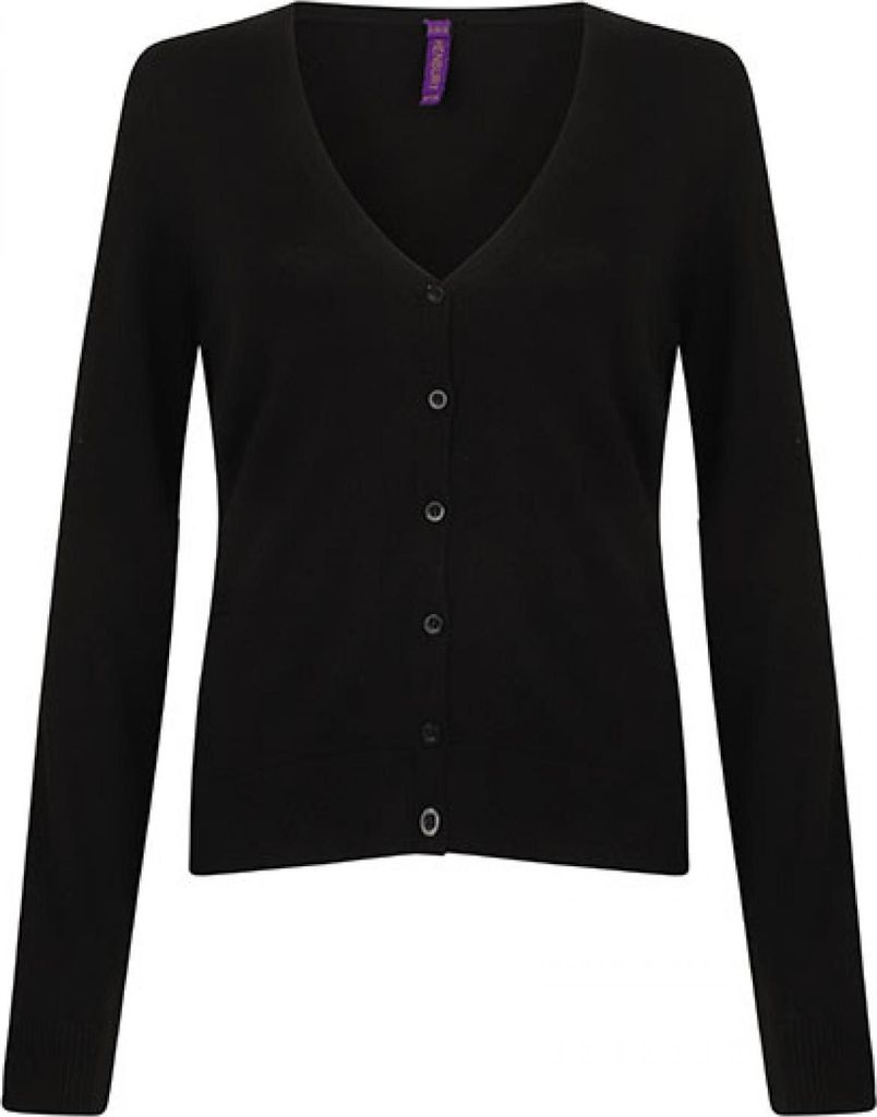 Henbury H726 | Damen Lightweight V-Neck Short Cardigan - Farbe: Black - Größe: 4XL