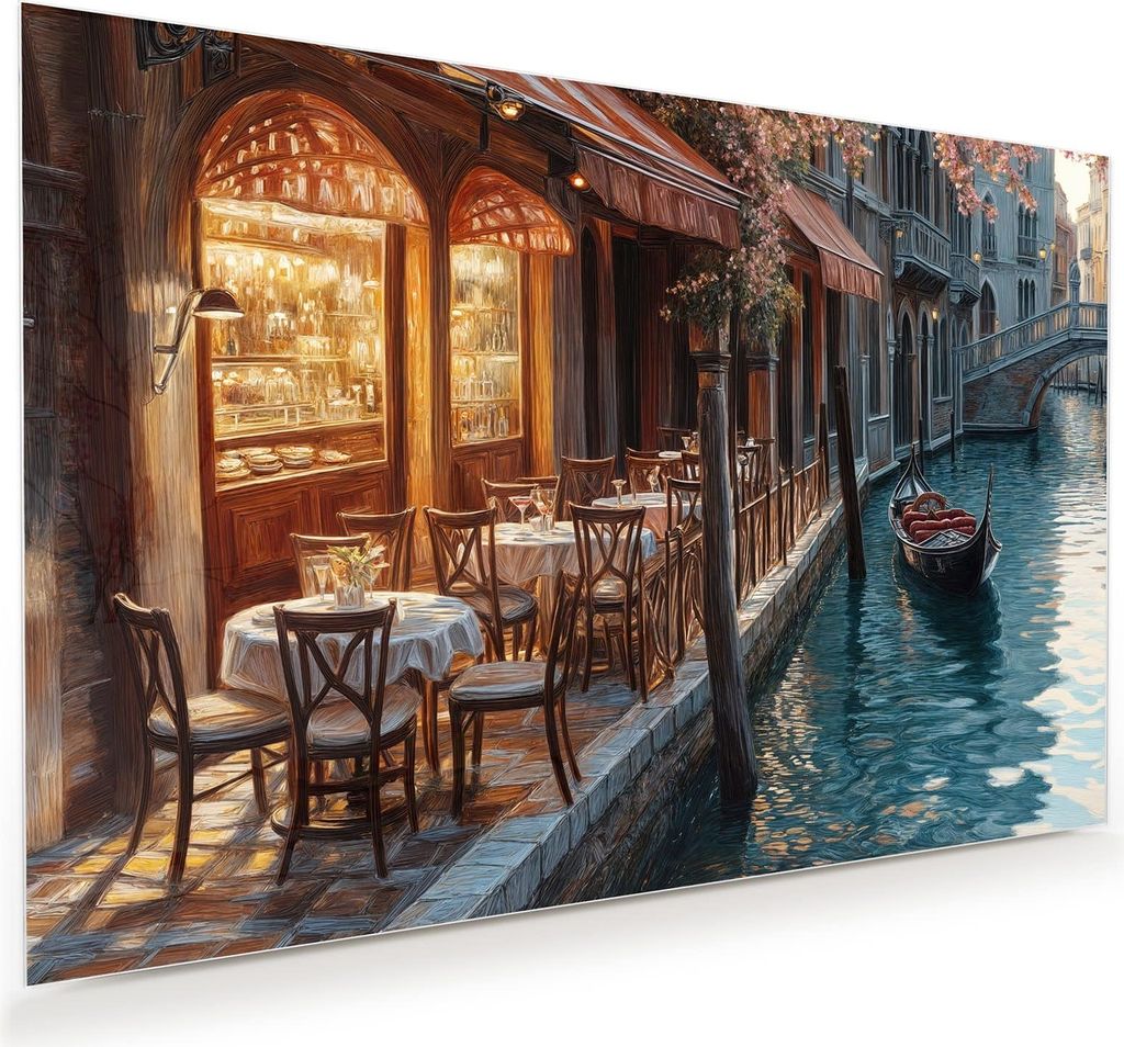 Glasbild 90x60cm in XXL für Wohnzimmer, Schlafzimmer Motiv Sonnenuntergang Venedig