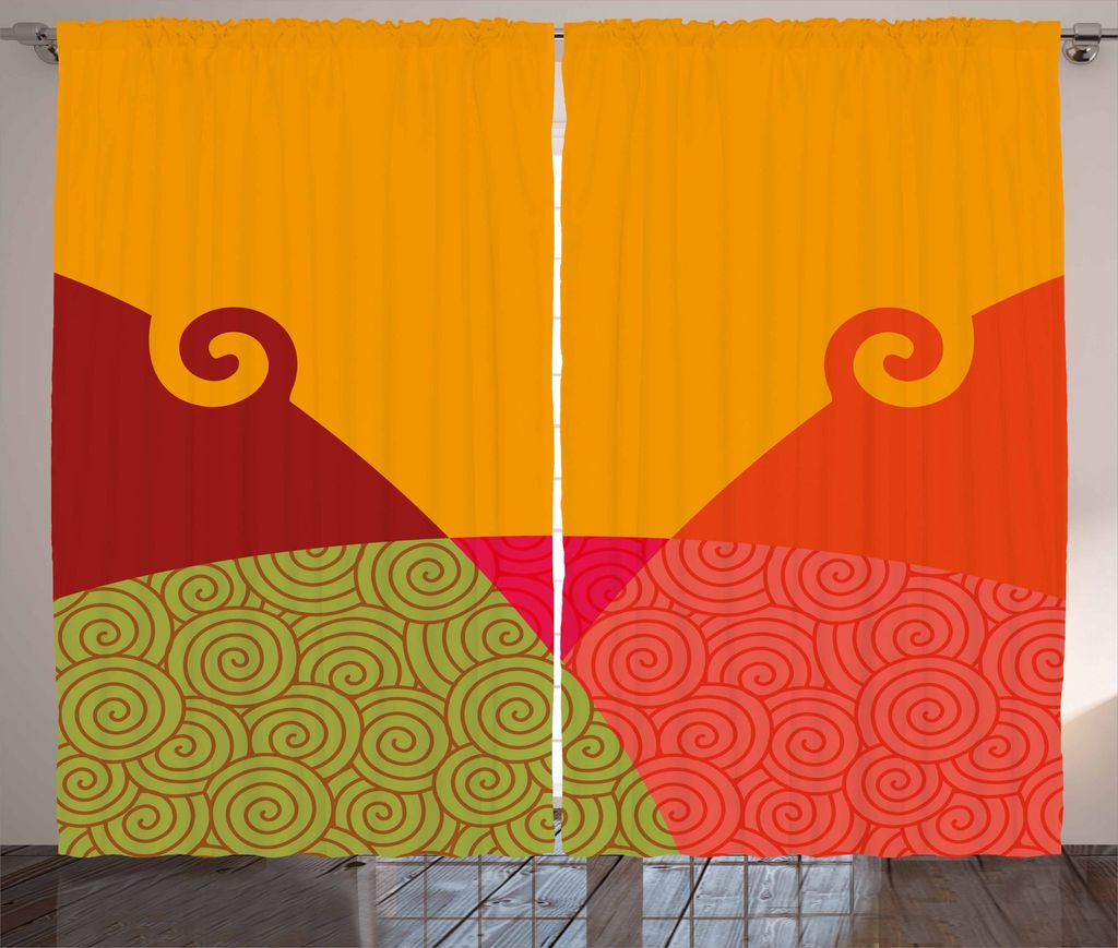 ABAKUHAUS Abstrakt Rustikaler Gardine, Wirbel und Vortexe, Schlafzimmer Kräuselband Vorhang mit Schlaufen und Haken, 280 x 225 cm, Mehrfarbig