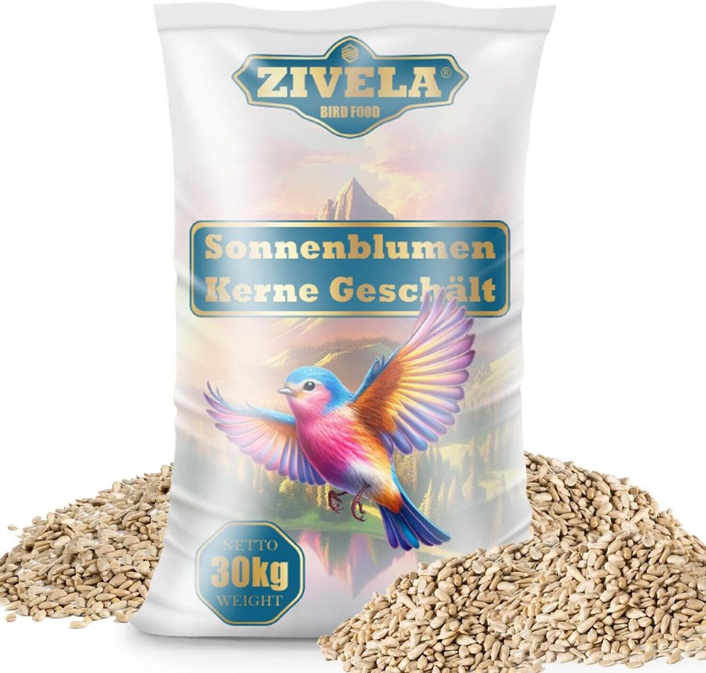 30kg Sonnenblumenkerne Geschält | Ideal für Jungtier | Wildvogelfutter Ganzjährig | 30kg Sonnenblumenkerne ohne Schale Streufutter Vogelfutter W...