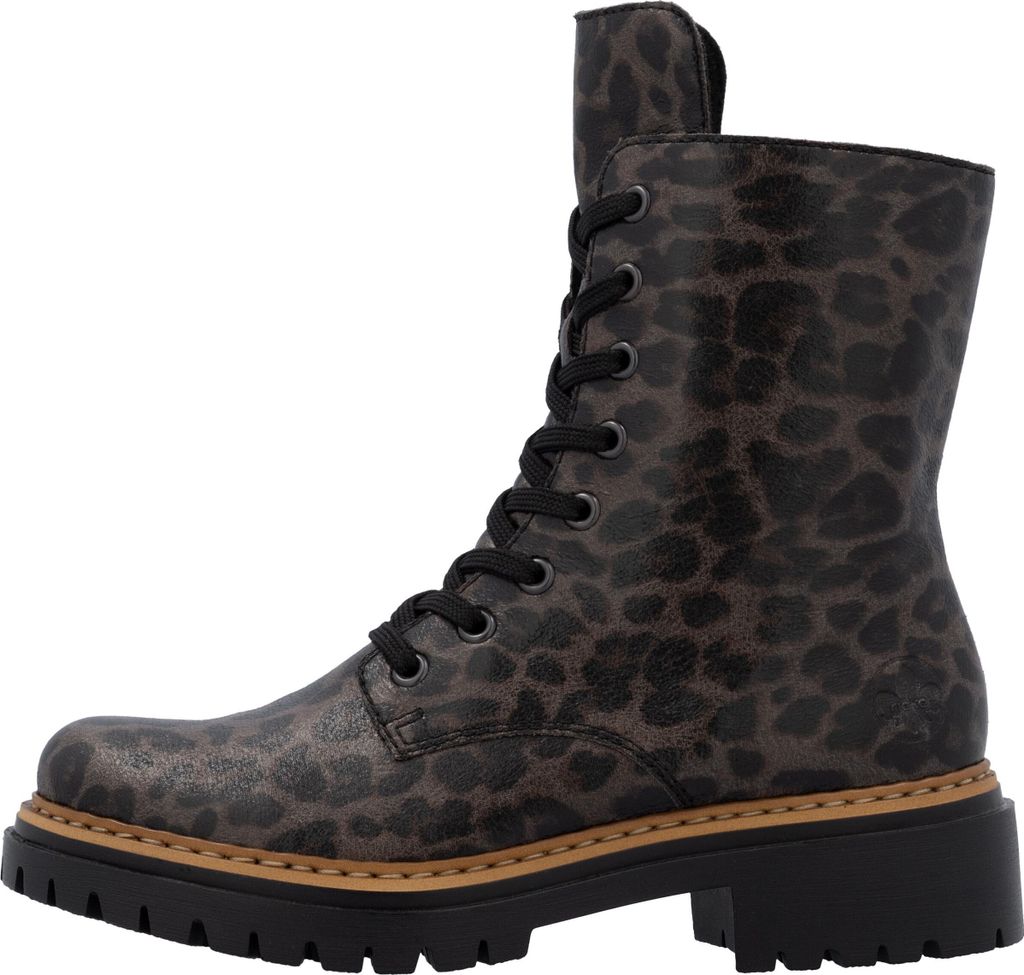 A side view of a single boot against a white background.