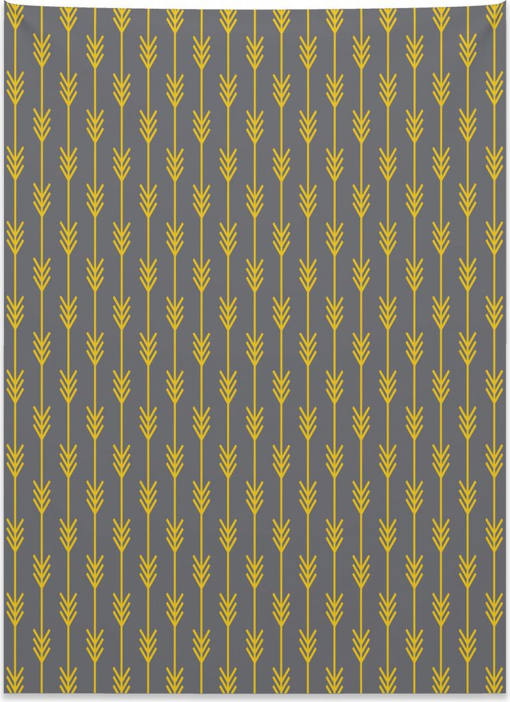 Abakuhaus Pfeil Wandteppich, Retro-Design-Kunst-Muster aus Weiches Mikrofaser Stoff Kein Verblassen Klare Farben Waschbar, 110 x 150 cm, Gelb Grau
