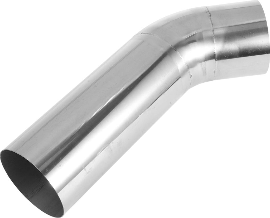 102mm/4.02" Außendurchmesser Verlängerter Abgasrohrkrümmer Abgasrohr 1mm/0.04" Beidseitig Flacher Mund Poliert 300mm/11.81"(L) 45 Grad