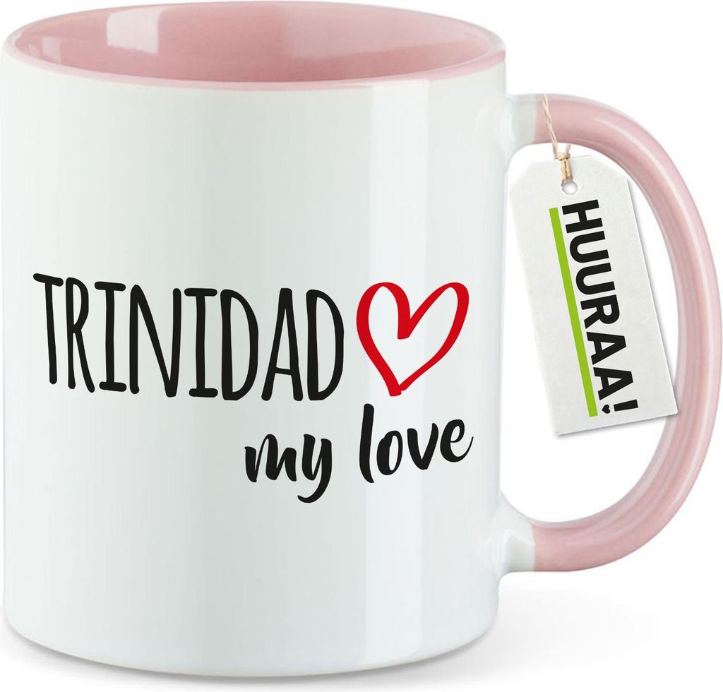 Huuraa Kaffeetasse Trinidad my love 330ml Rosa Keramik Kaffeebecher Geschenkidee