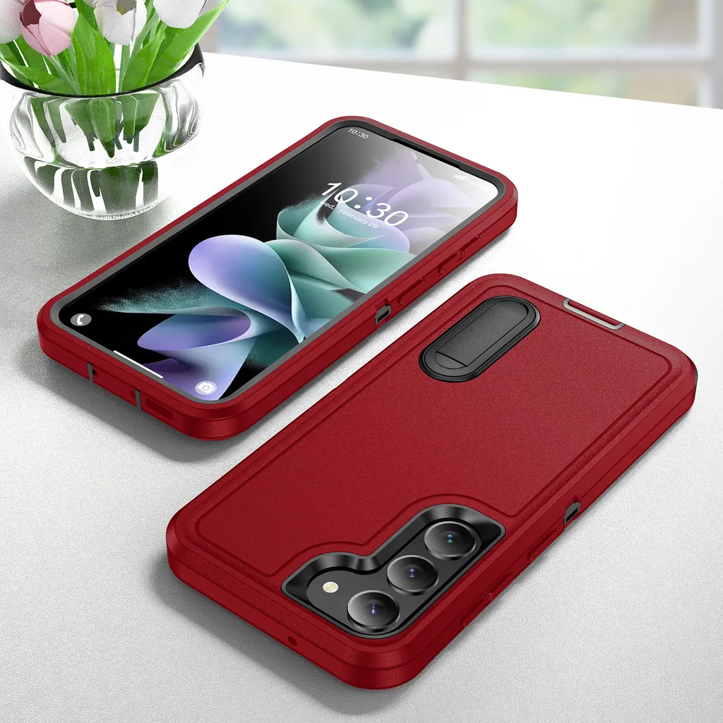 Cover Rugged Samsung Galaxy S23 Rossa - Triplo Strato con Cavalletto - 2