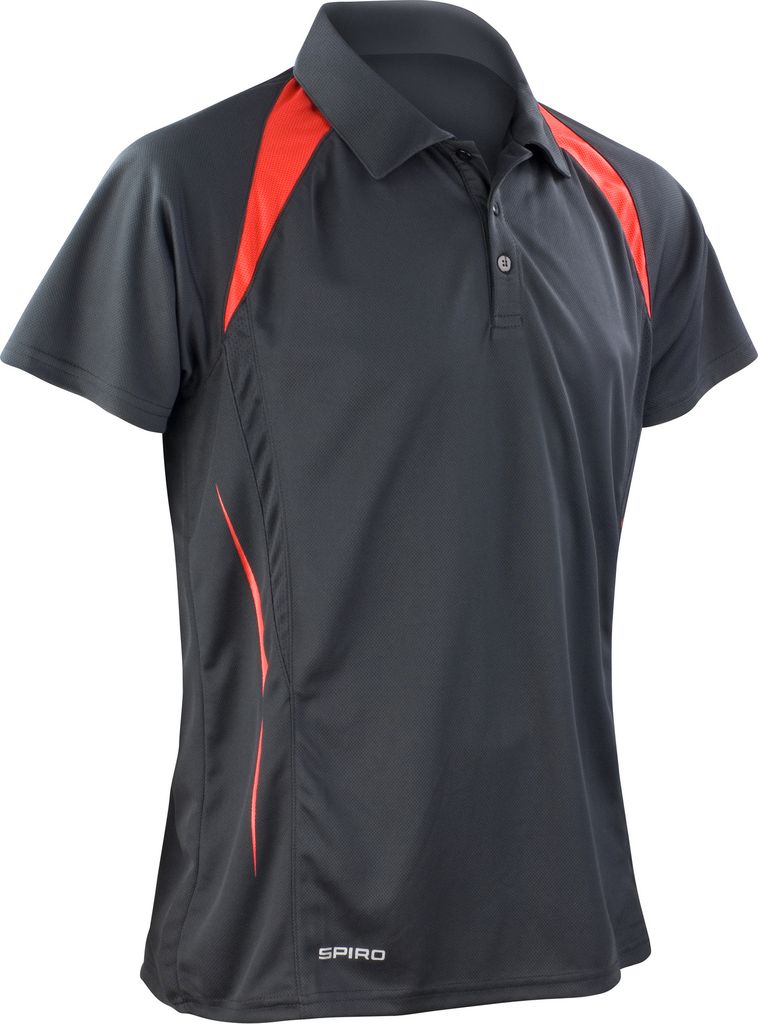 Spiro Herren Sport Polo-Shirt Team Spirit Performance RW1470 (Medium) (Schwarz/Rot)