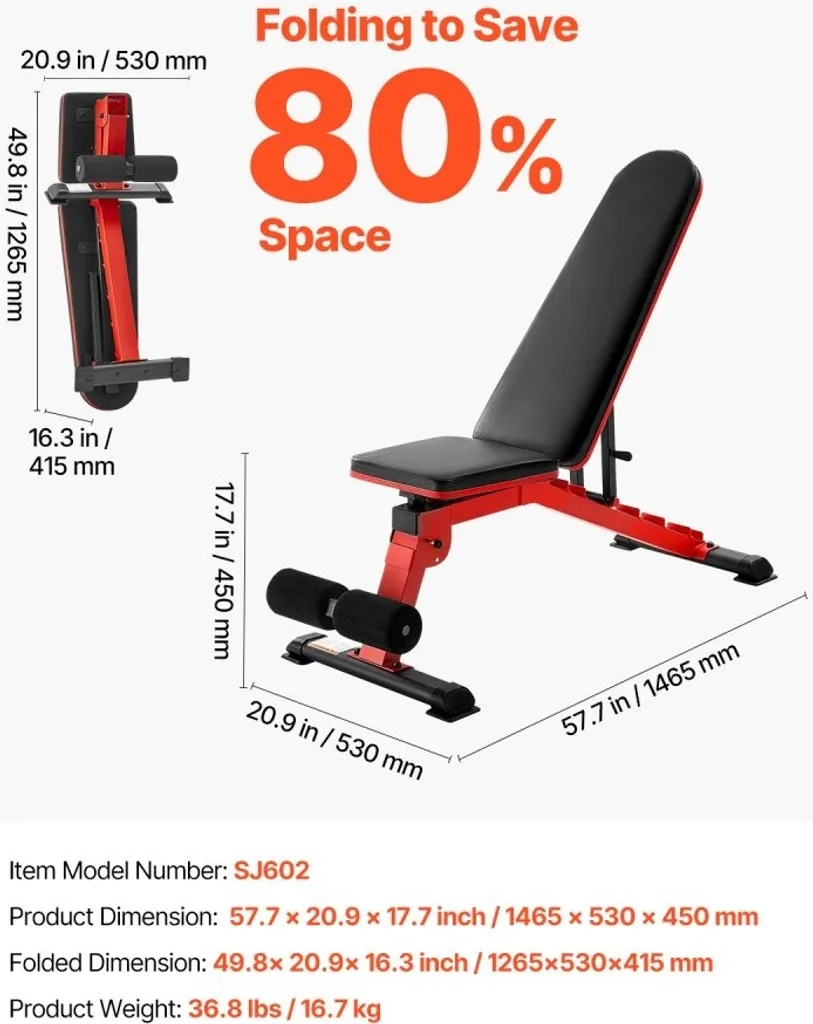 Banc de musculation peu encombrant - Structure pliable en acier robuste