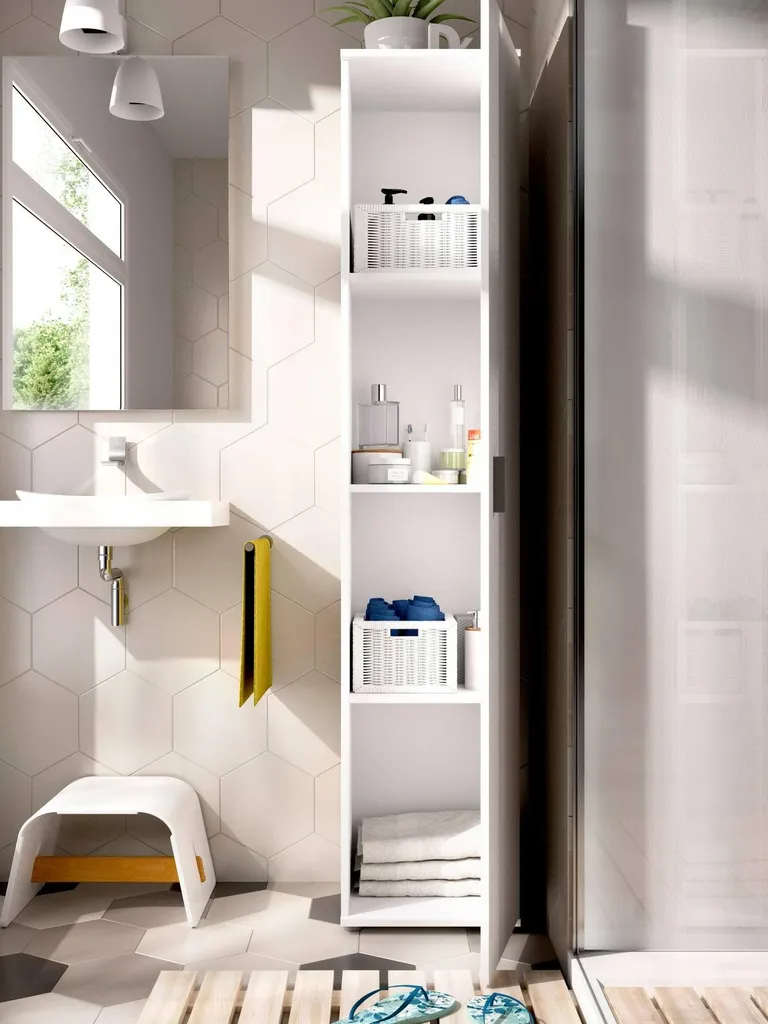 Armoire Blanche Haute 190 cm Multi-usage avec 3 Étagères Robustes