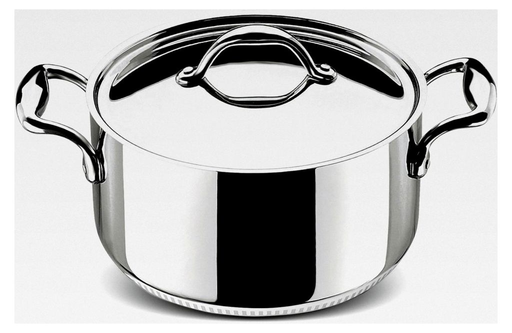 Kochtopf mit Deckel, rostfreies Metall, Edelstahl, 24 cm