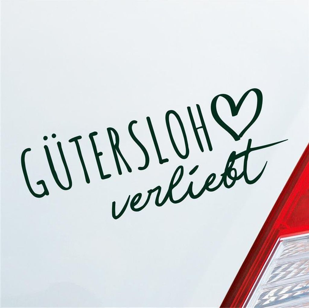 Auto Aufkleber Gütersloh verliebt Herz Stadt Heimat Liebe Car 19x7 cm Dunkelgrün Sticker Heckscheibenaufkleber
