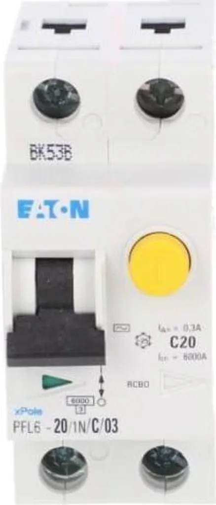Disjoncteur différentiel 20A 0,3A Type AC PFL6-20/1N/C/03 Eaton