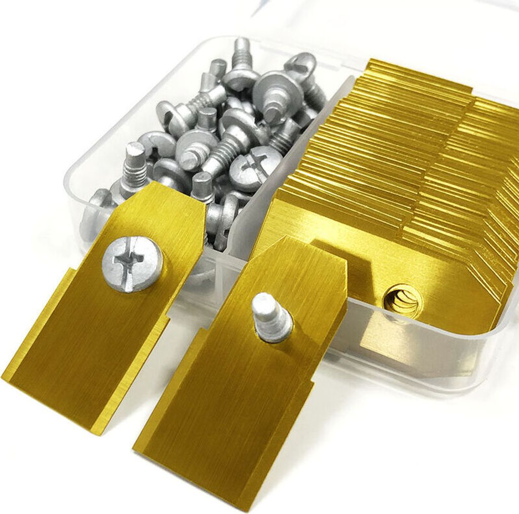 30 x titanbeschichtete Ersatzklingen aus Edelstahl, kompatibel mit Husqvarna Gardena McCulloch ROB Flymo Yardforce Matrix Grizzly Brast – inkl. S...