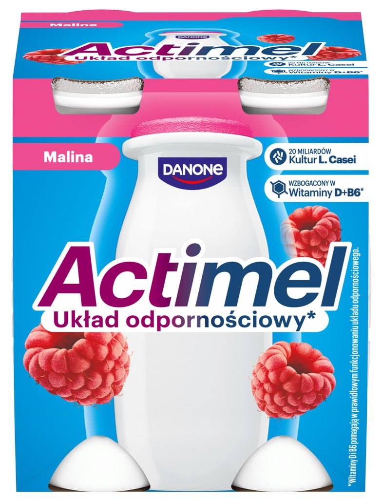 Napój jogurtowy Actimel o smaku malinowym 4 x 100 g Zdjęcie produktu 