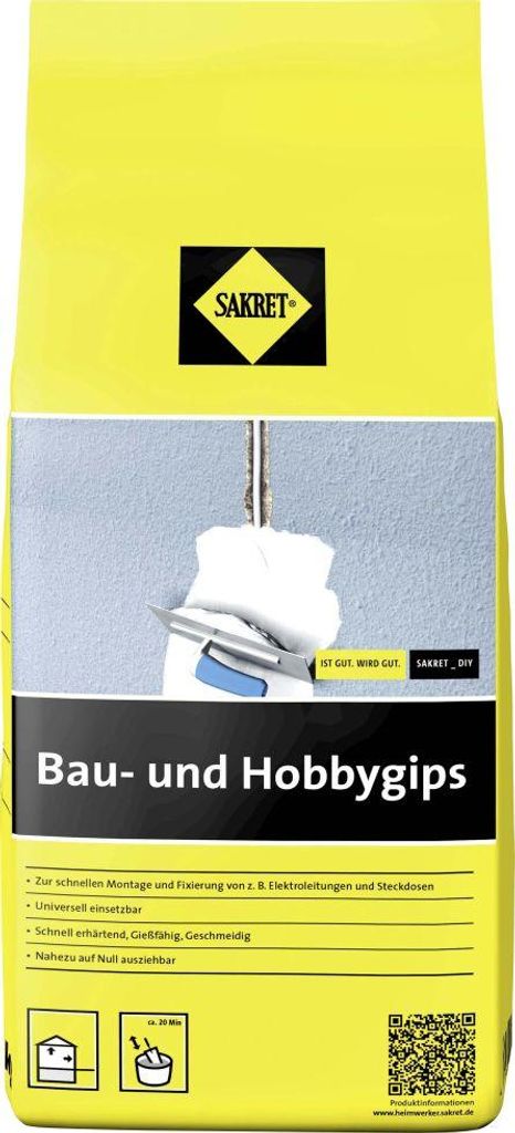SAKRET Bau- und Hobbygips 5 kg Beutel weiß Produktbild 