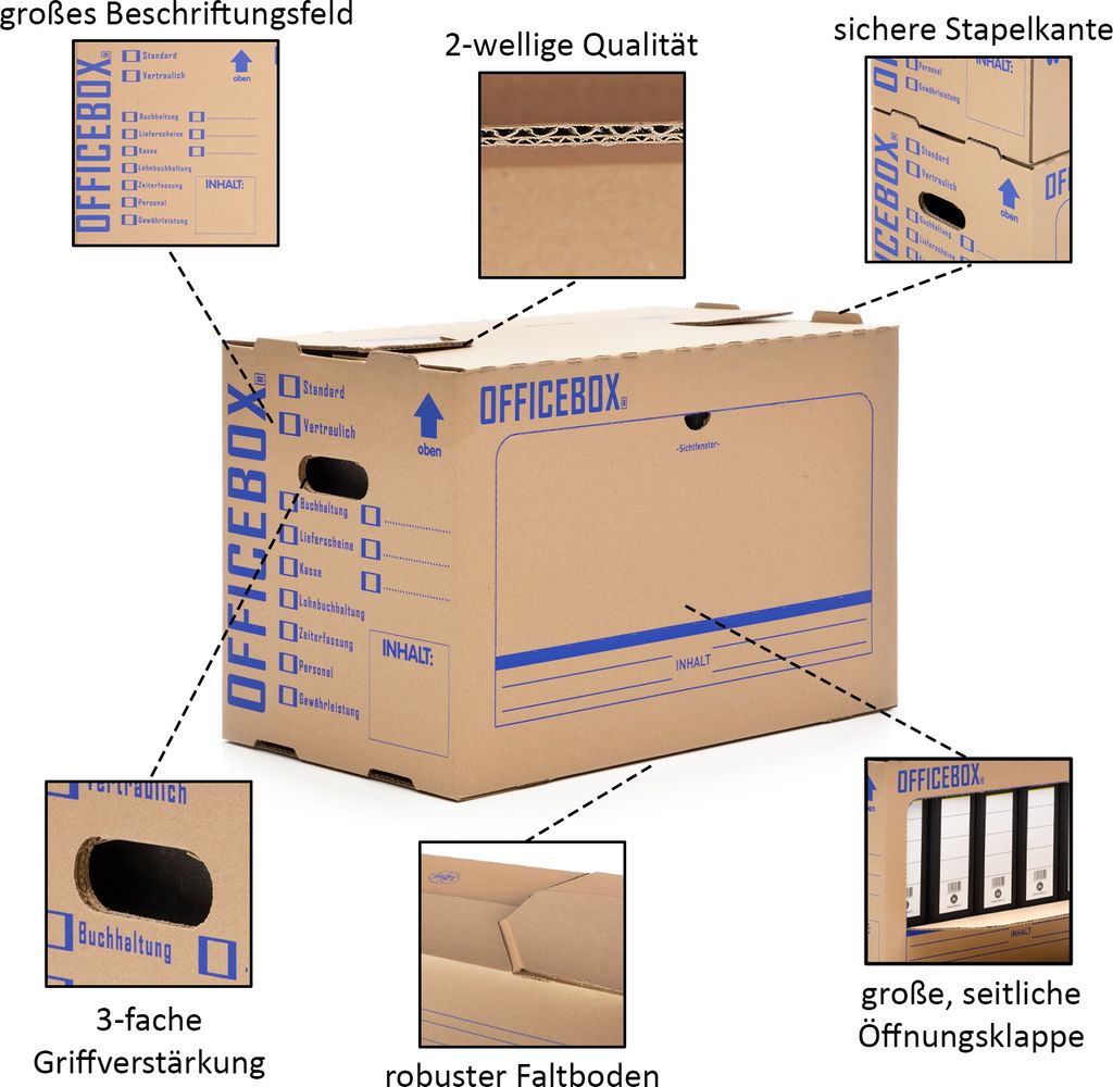 10 x Officebox® Archivbox Ordnerkarton Archivkarton Produktbild 2