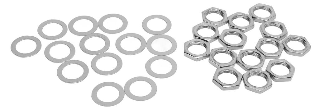 Muttern-Unterlegscheiben-Set Instrumentenbuchsen-Anschlussbefestigungen für E-Gitarre, Bass, M9 Innengewinde, Silber