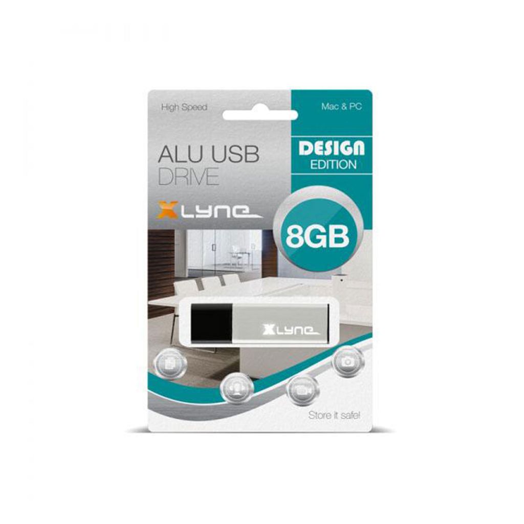 Xlyne xlyne ALU USB-Flash-Laufwerk 8 GB USB Typ-A 2.0 Schwarz, Silber