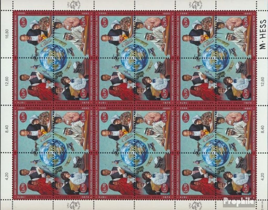 Briefmarken UNO - Genf 1999 Mi 376-379Klb Kleinbogen (kompl.Ausg.) postfrisch 125 Jahre UPU