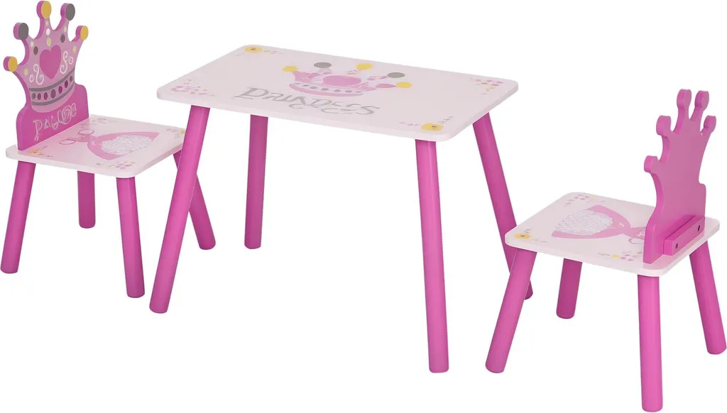 Petit bureau enfant avec chaises roses pour dessin et activités 2-4 ans
