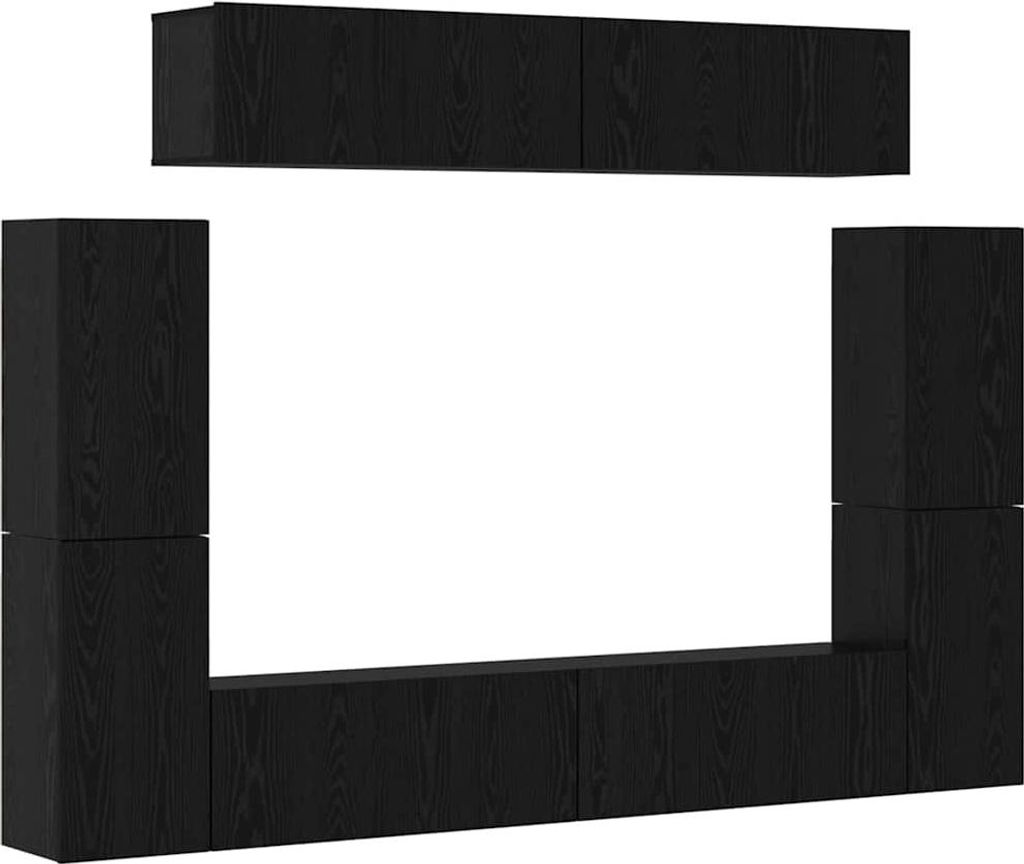 vidaXL TV-Schrank-Set 8 pcs Schwarz Eichen-Optik Holzwerkstoff