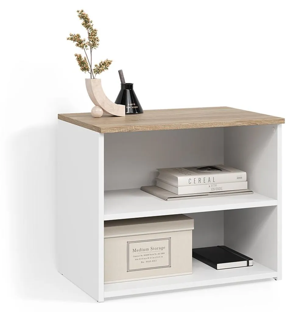 Meuble TV Livinity Piave Blanc et Sonoma 60x50cm, Modèle 58745