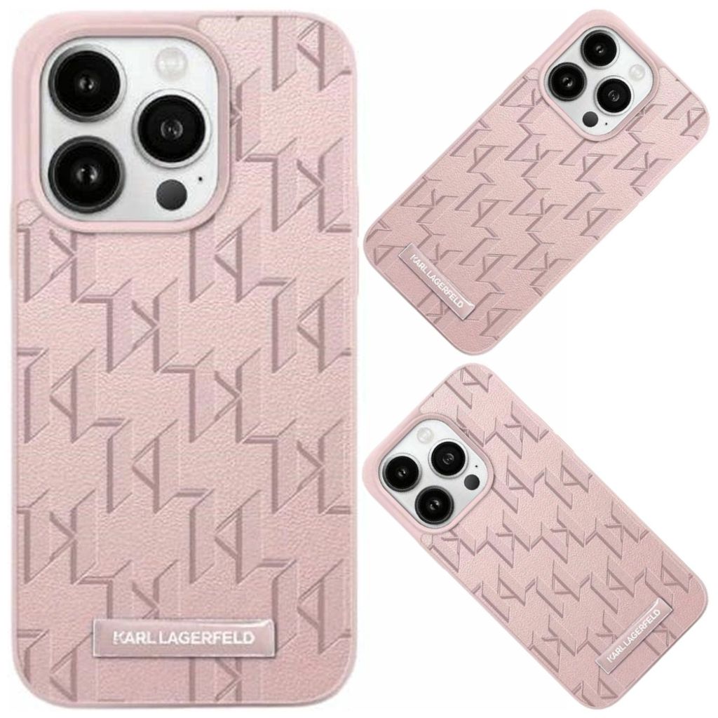 Karl Lagerfeld Leder Monogramm Metall Logo Etui Für Iphone Produktbild 