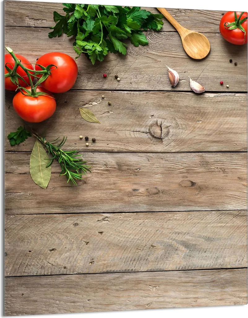 Tagliere Vetro 40x52 Copri Fornelli Ceramica Pomodori e Legno Cucina