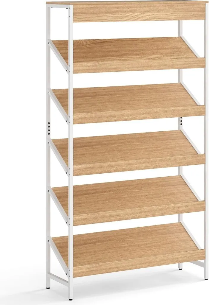 Meuble de rangement salon 6 niveaux, étagère métal 161 cm pour livres