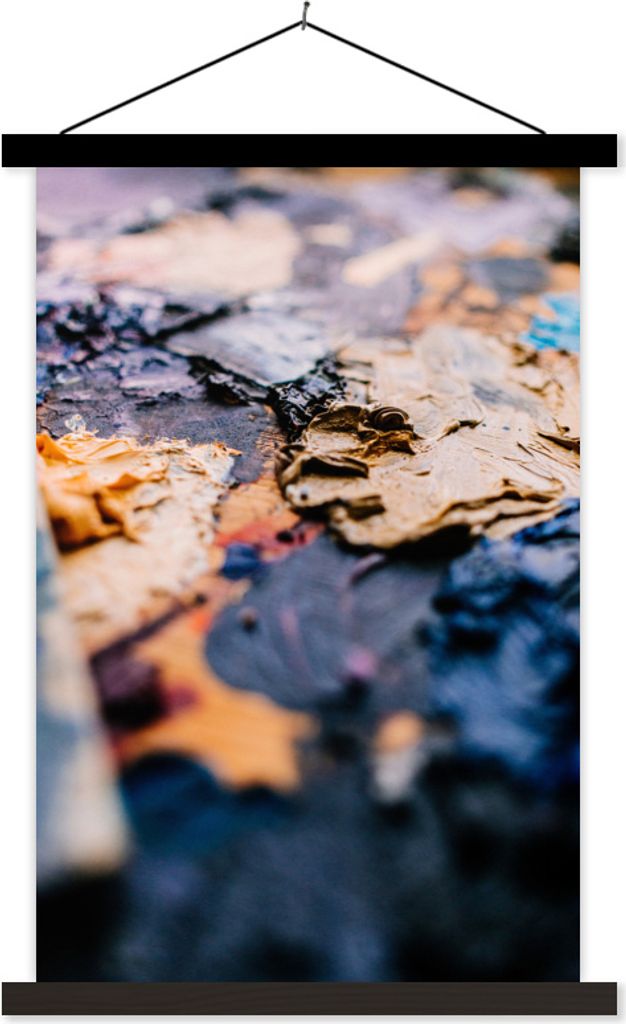 MuchoWow Textilposter Flockiges Öl Farbe 60x90 cm mit schwarzem Rahmen - Poster Wohnzimmer