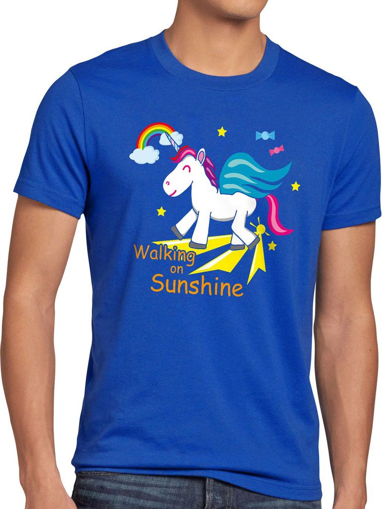style3 Unicorn Walking on Sunshine Herren T-Shirt Einhorn
