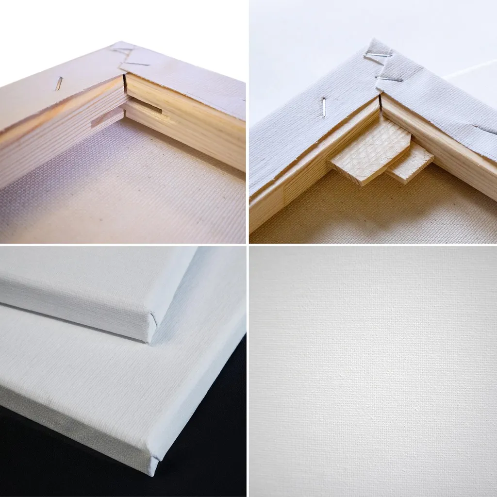 3x Tela su telaio, 100% cotone, 280 g/m², fondo bianco 50X120 cm - 2
