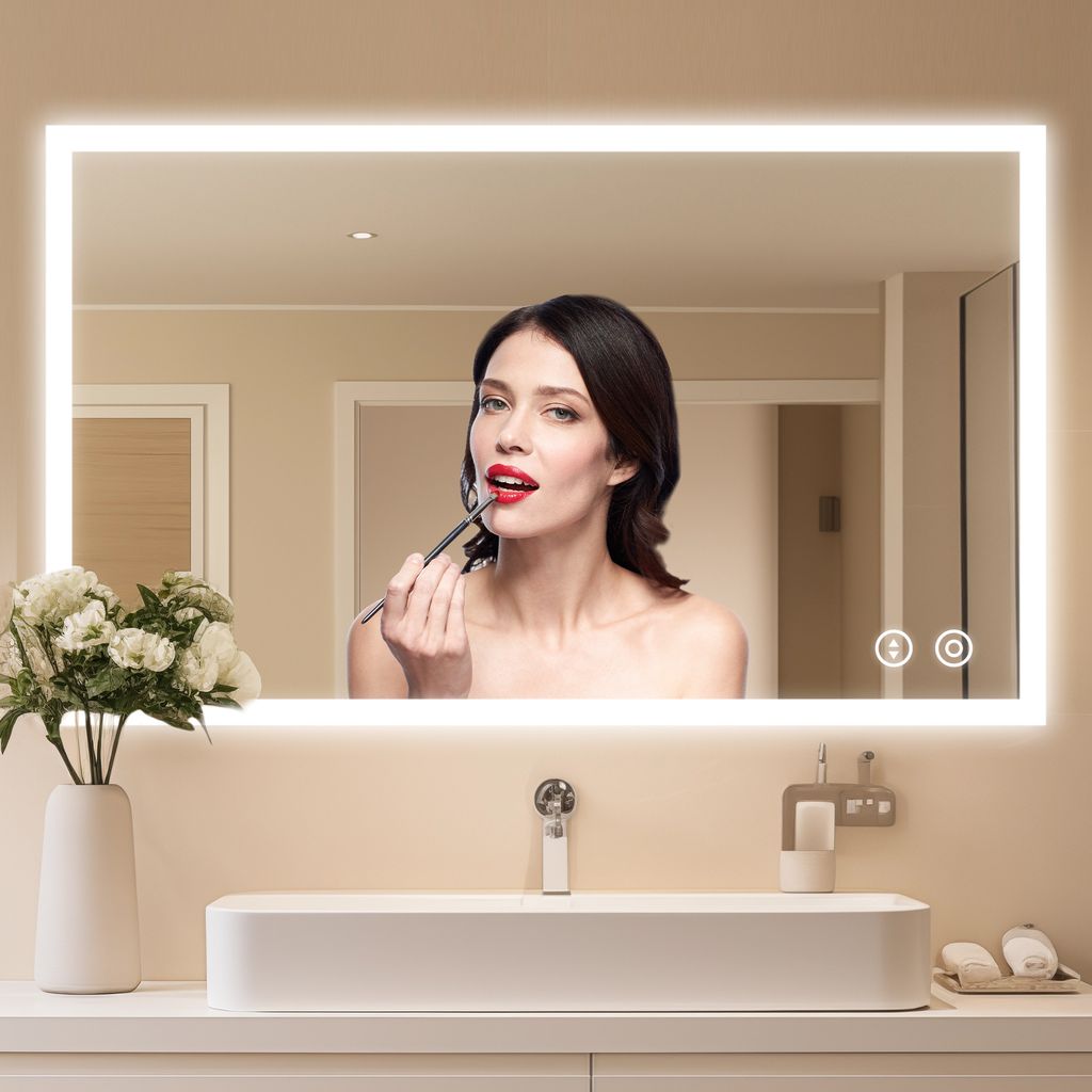 YOLEO LED-Badspiegel Mit Anti-Beschlag-Funktion - 105x80 Cm, Dimmbar, 3 Lichtfarben, Memory-Funktion