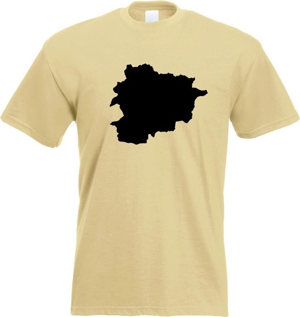 Kiwistar - T-Shirt - Khaki - Andorra Umriss Kontur Herren Funshirt Bedruckt Design Sprüche Spruch Motive - mit Motiv Bedruckt - Funshirt Design - ...
