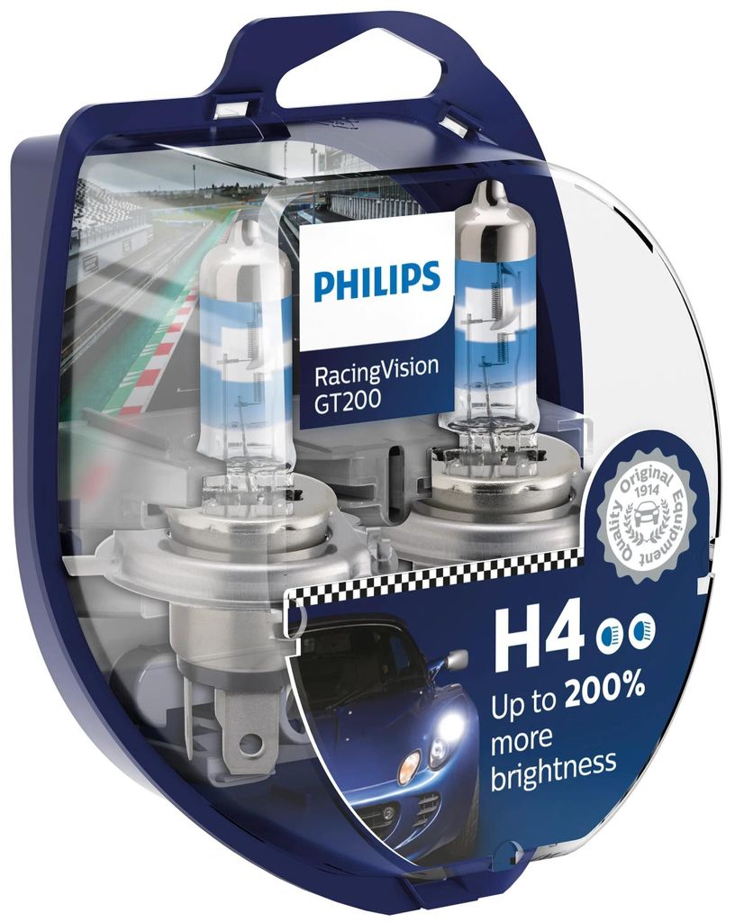 Ampoules PHILIPS H4 12V 60/55W P43t RacingVision GT200 Image du produit 