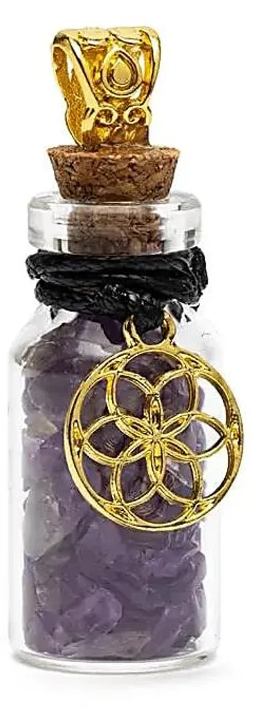 Pendentif spirituel Améthyste et Graine de Vie 3,6cm - Set de 4 bijoux