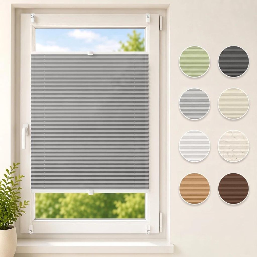 Plissee Klemmfix ohne Bohren 80x130cm Hellgrau Produktbild 