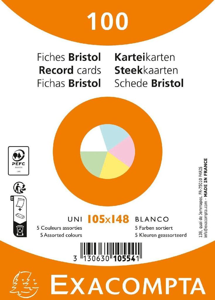Exacompta 10554E, Modrá, Zelená, Ružová, Biela, Žltá, A6, Obrázok produktu 