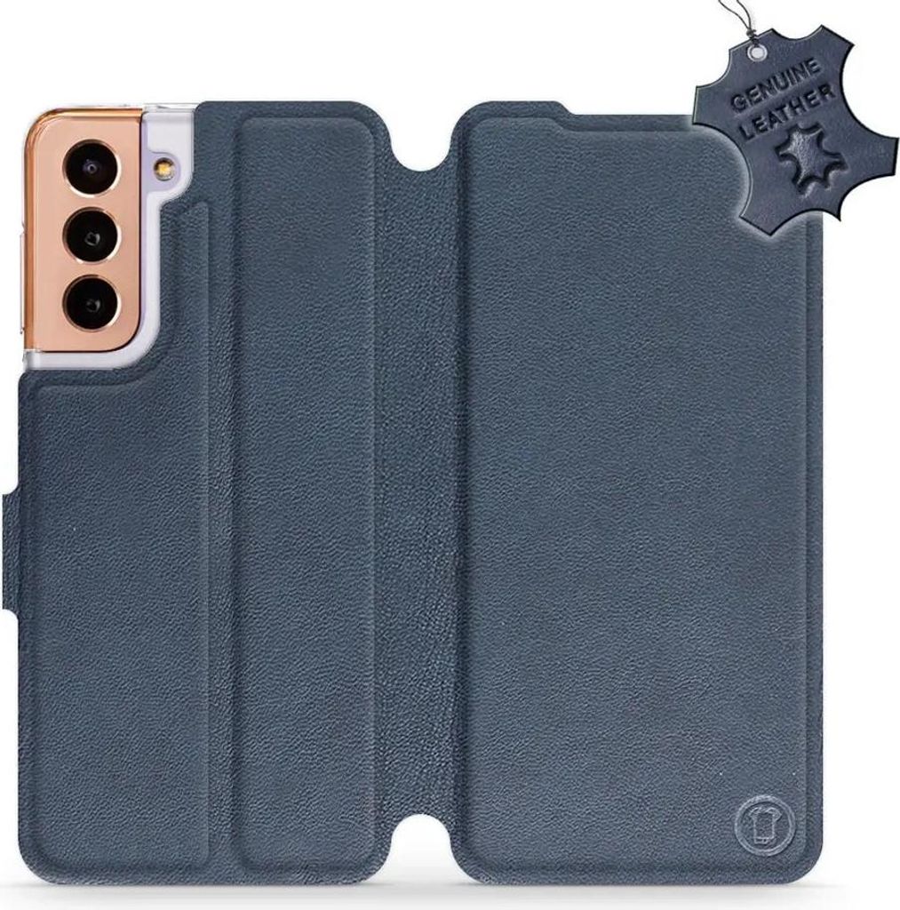 Echtleder Handyhülle für Galaxy S21, Mobiwear Leather, Dunkelblau