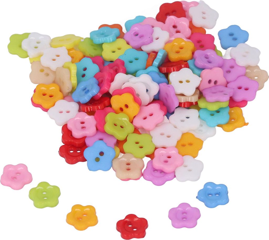 200 Stück Blumenknöpfe, bunt, DIY-Herstellung, Kunststoff, glänzend, dekorativ, 1,3 x 1,3 cm, Nähen für Scrapbooking