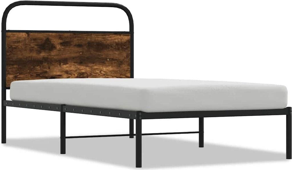 Bettgestell ohne Matratze 90x190 cm Räuchereiche Holzwerkstoff