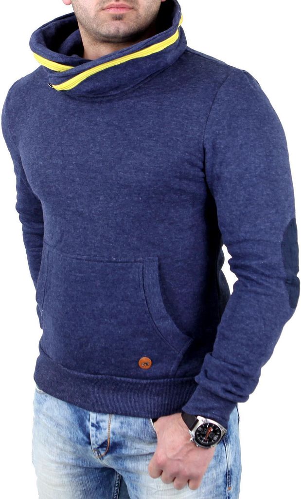 Reslad Sweatshirt Herren Zipper Kragen Pullover RS-03 Blau S
