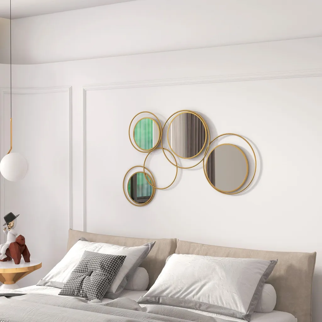 Miroir rond doré moderne 110x68 - Sublimer un mur vide avec design - 2