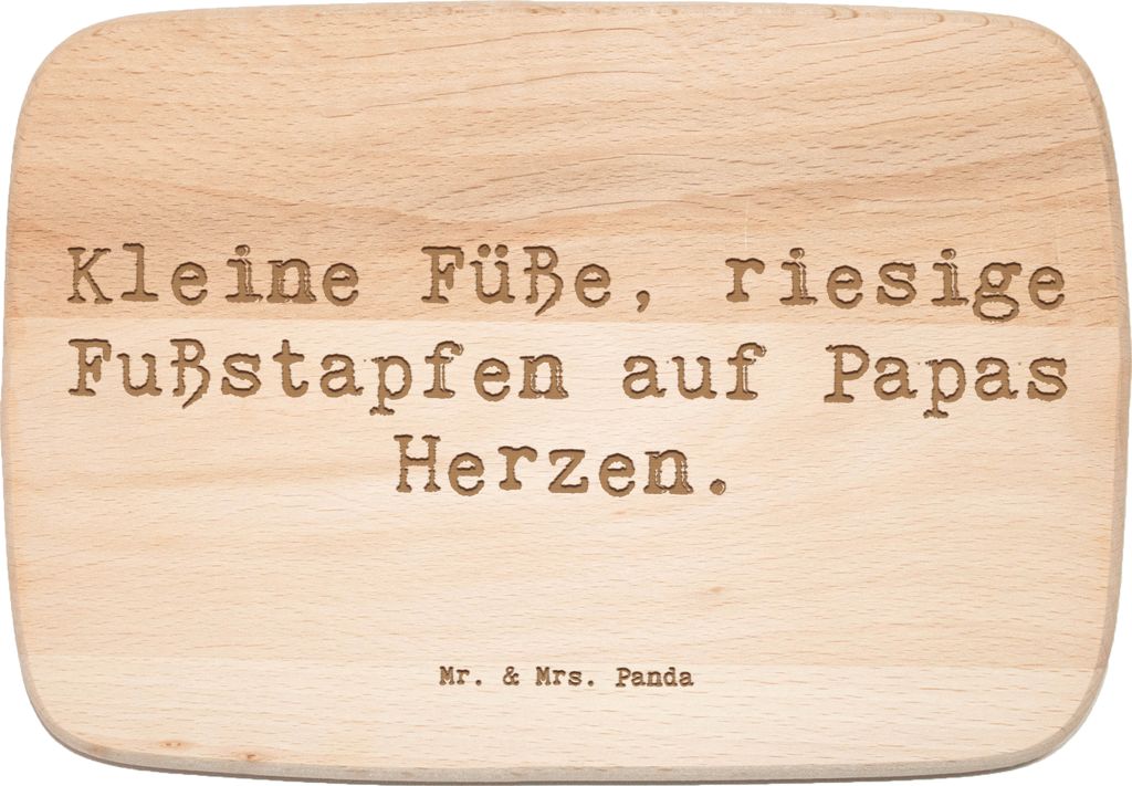 Mr. & Mrs. Panda Massivholz Schneidebrett Spruch Baby Herzabdrücke - Transparent - Geschenk, schneidebrettchen, Fußstapfen, Familienleben, persö...