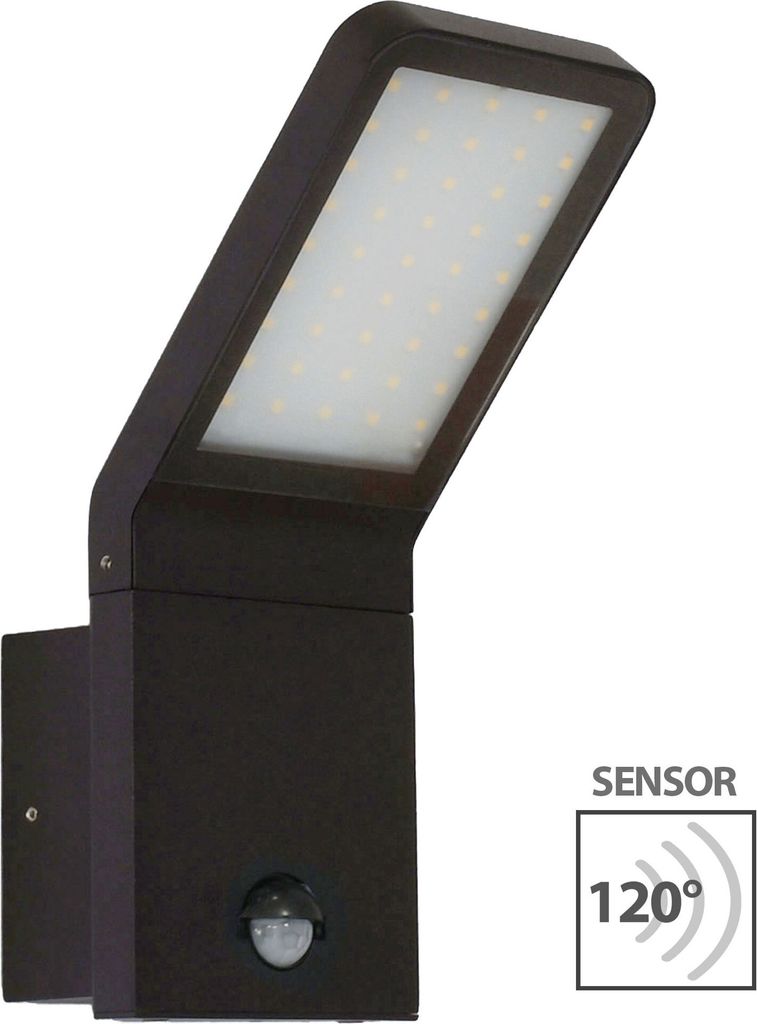 Intelligente LED Außenwandleuchte mit Bewegungsmelder: Schwarz, Aluminium, 337A1
