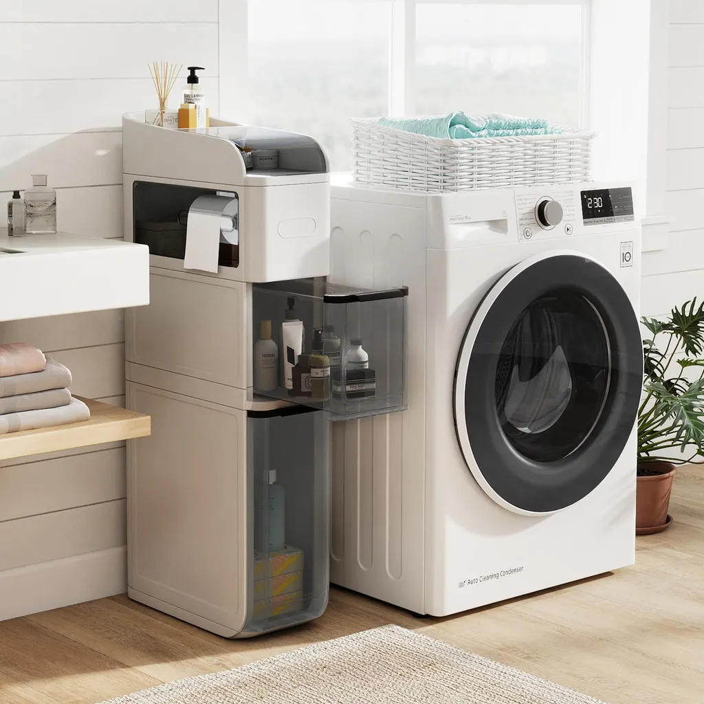 Chariot de rangement fin blanc pour optimiser les petites salles de bain