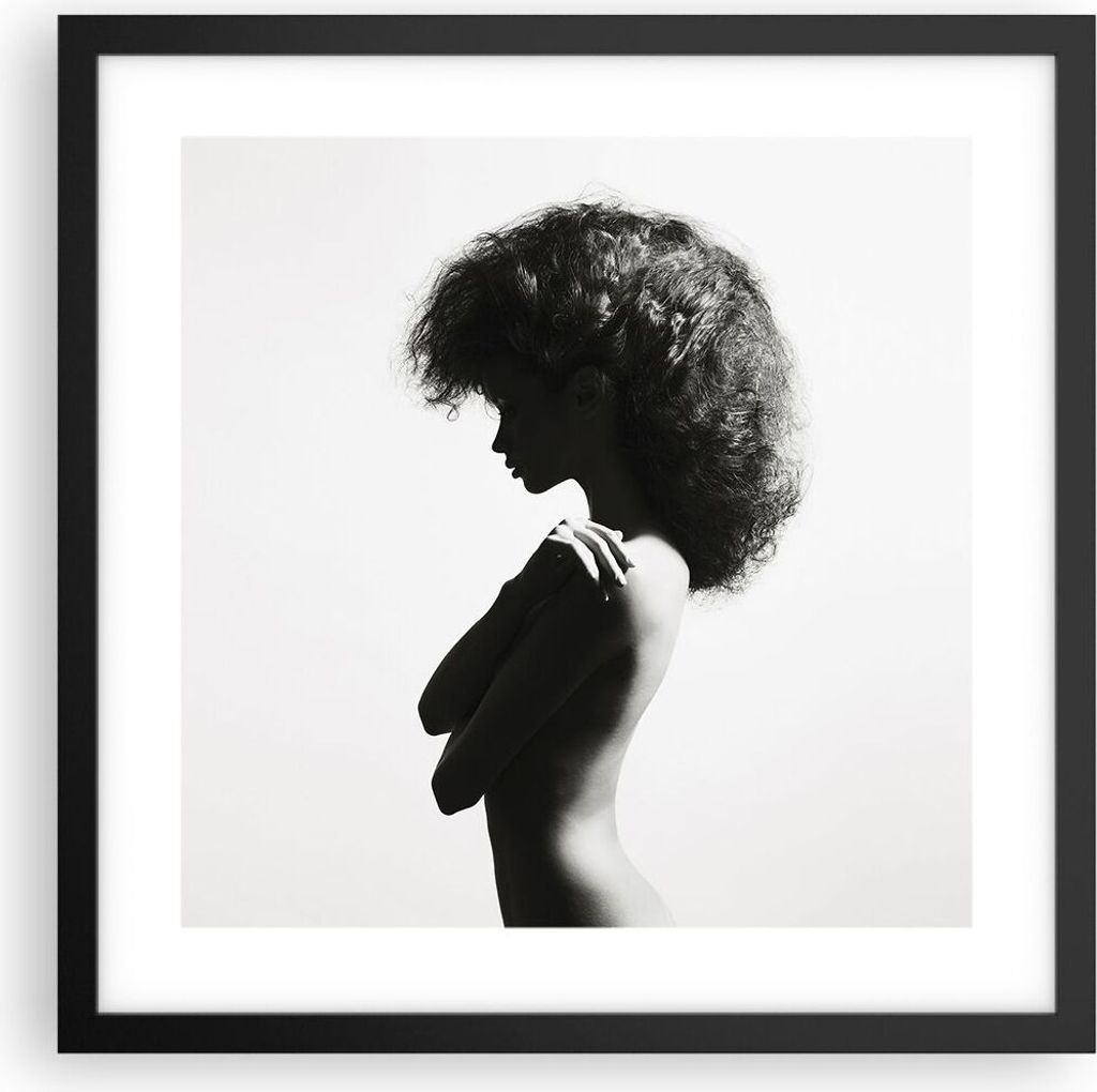Gerahmtes Poster - Schwarzer Rahmen - Frau Nacktheit Körper - 40x40 cm - Wand Bild - Wanddeko - Wandbilder - Kunstposter - Wandposter - Bilderrahm...